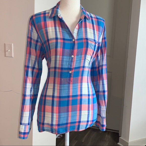 J. Crew Factory Tops - 🦋J Crew Factory Cotton Plaid Long Sleeve Top (91)